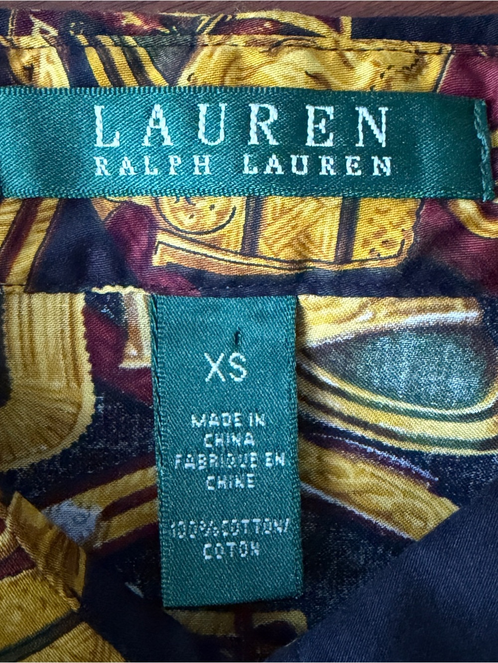 Lauren Ralph Lauren Black Gold Equestrian Lion Long Sleeve Button Up Shirt - Picture 6 of 8